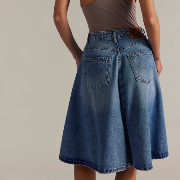 We The Free Eclipse Denim Midi Skirt NWT Free People - Picture 2 of 7